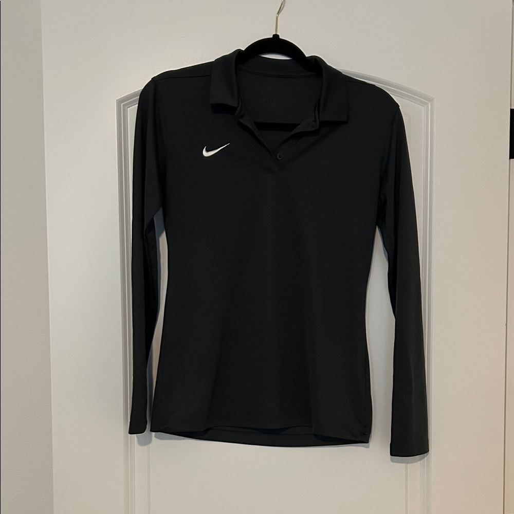 Nike Women's Charcoal Grey Button Dry Fit Shirt